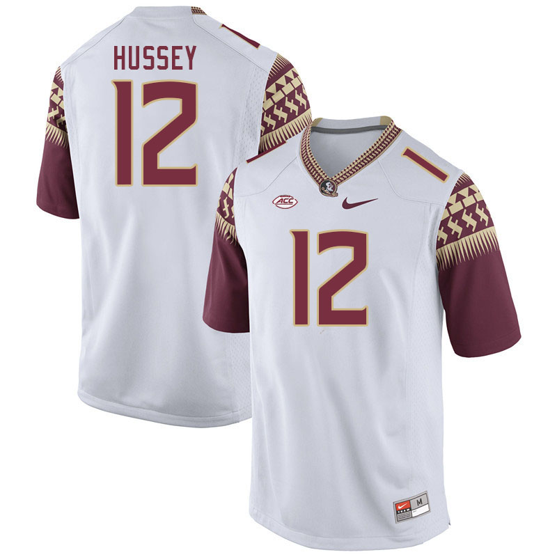 Men #12 Conrad Hussey Florida State Seminoles College Football Jerseys Stitched Sale-White